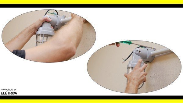 Fixar a arandela com parafusos nos furos, utilizando a chave de aperto adequada.