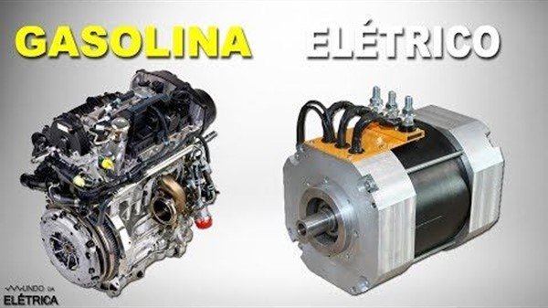 Comparativo entre um carro elétrico e a combustão de porte similar.
