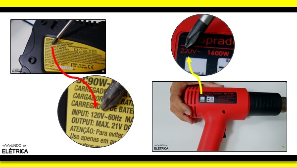 Identificação com as suas características elétricas.