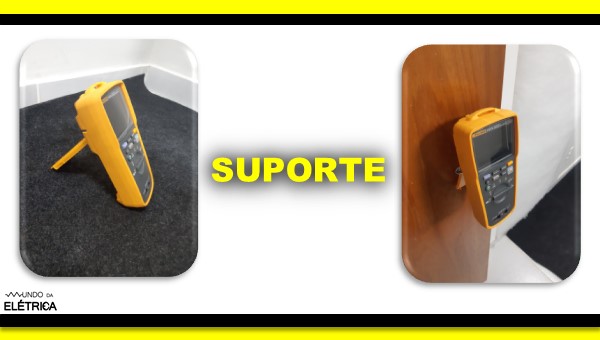 Suporte para multímetro no chão e em maçaneta.