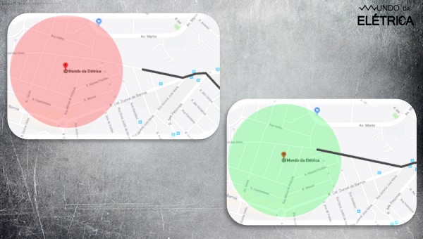 Área da distância que o GPS do Monitor de energia atua.