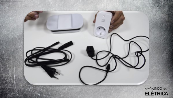 Conjunto de aparelhos que formam o kit do economizador de energia.