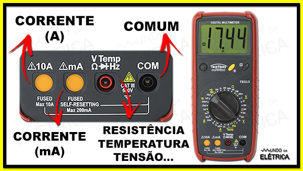 Como conectar as pontas de prova no multímetro?